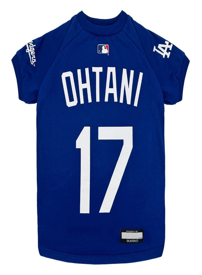 Pets First MLBPA Shohei Ohtani #17 Blue TEE Shirt for Dogs & Cats. MLB Los Angeles Dodgers Dog T-Shirt, Size Medium, Sports Dress for Pets, Licensed Sporty Dog Shirt - Image 1