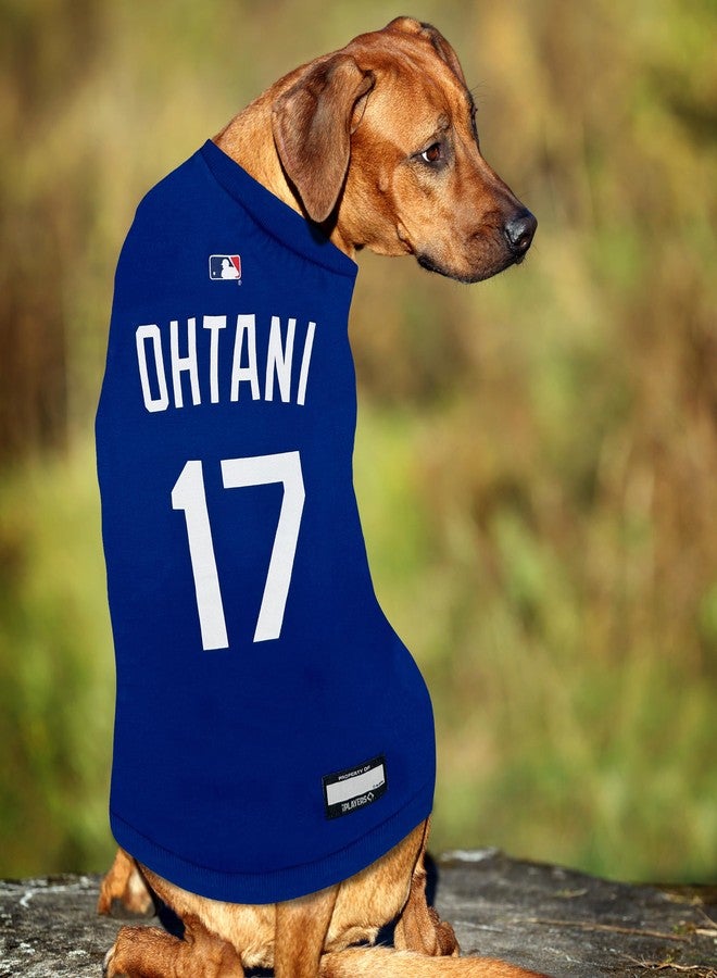 Pets First MLBPA Shohei Ohtani #17 Blue TEE Shirt for Dogs & Cats. MLB Los Angeles Dodgers Dog T-Shirt, Size Medium, Sports Dress for Pets, Licensed Sporty Dog Shirt - Image 2