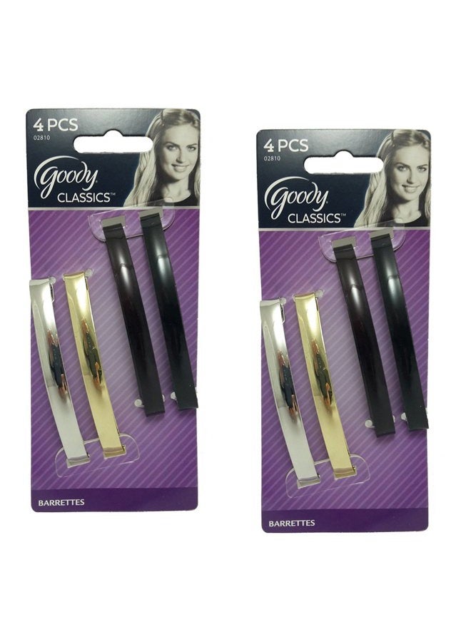 Goody Womens Classic Metal Domed Barrettes (3-1/4 inches) ([2 Pack of 4) - Image 1