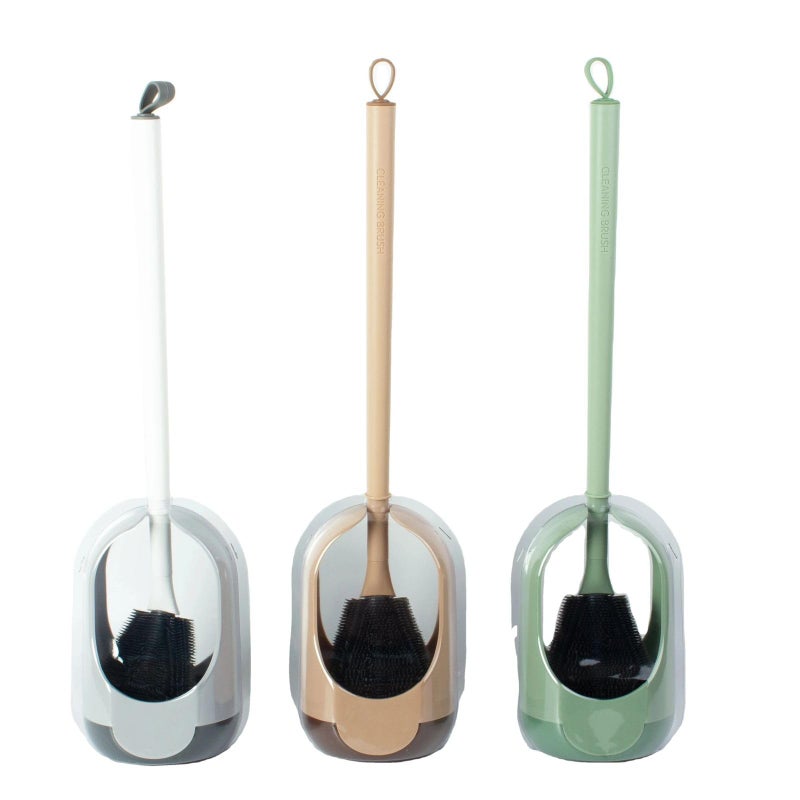 Silicone Toilet Brushes, Toilet Brush and Holder, Toilet Brushes and Holder with Quick-Drying, Antibacterial, Ventilation, Floor and Wall Brush, Toilet Brush (green) - Image 2