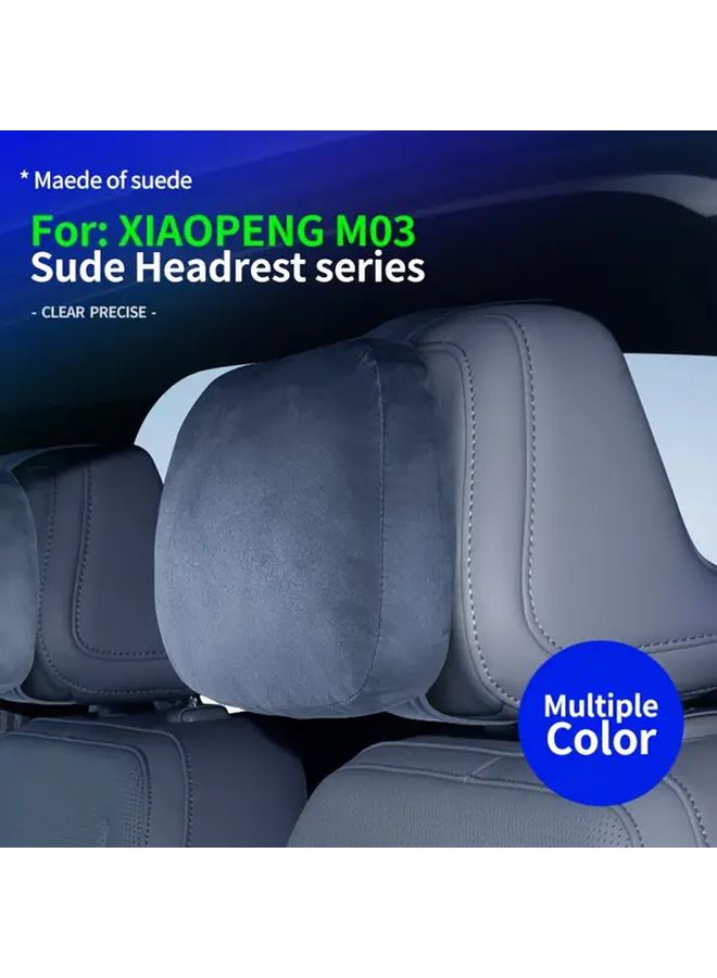 Blue Suede Headrest Pillow For Car Seat Ergonomic Contour Ventilated Cooling Fabric Seat Cushion Auto Interior Accessory - Image 1