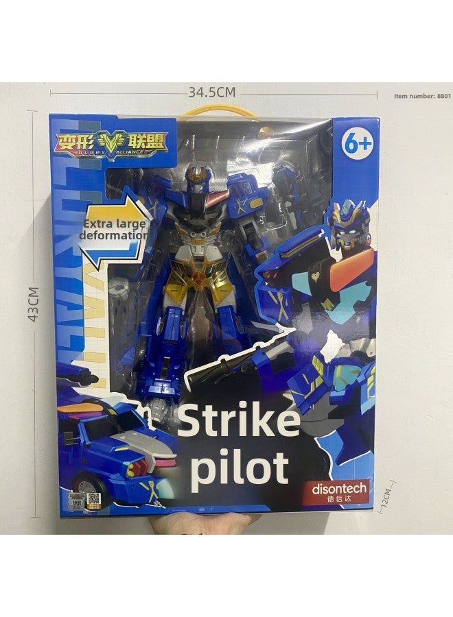 لعبة روبوت Transfiguration Union 5 الرباعية Super Run Fire Police Car متعددة المفاصل المنقولة Boy Mecha Model-Color: DXD-8801 Attack Pulis】 - Image 1