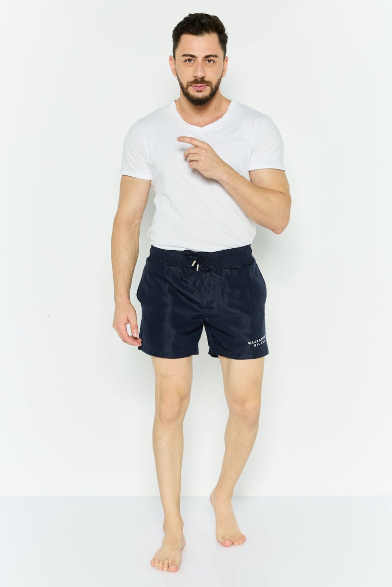 Gazzarrini شورت سباحة للرجال مع حبل سحب وشعار مطرز، أزرق داكن - Image 2