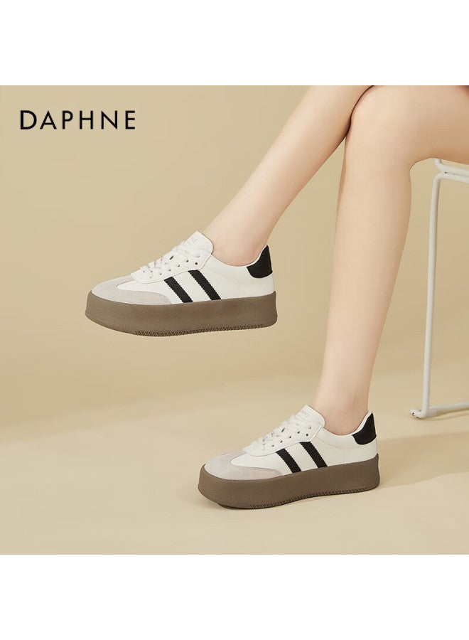 Daphne Women's Thick-soled Sports Casual Shoes Comfortable Soft Sole Training Shoes Versatile Height-increasing Sneakers Beige Size 40 - Image 1
