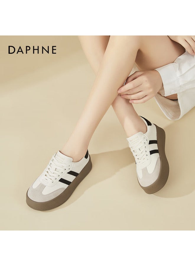 Daphne Women's Thick-soled Sports Casual Shoes Comfortable Soft Sole Training Shoes Versatile Height-increasing Sneakers Beige Size 40 - Image 4