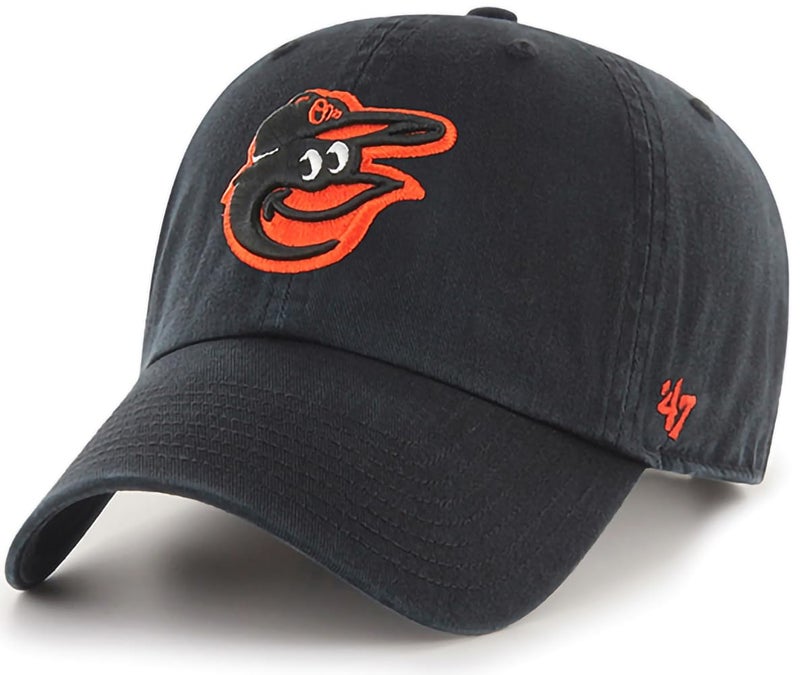47 Brand MLB Team Color Home Primary Logo Clean Up Adjustable Baseball Cap Hat, Adult One Size Fits All - Baltimore Orioles Black - Image 1