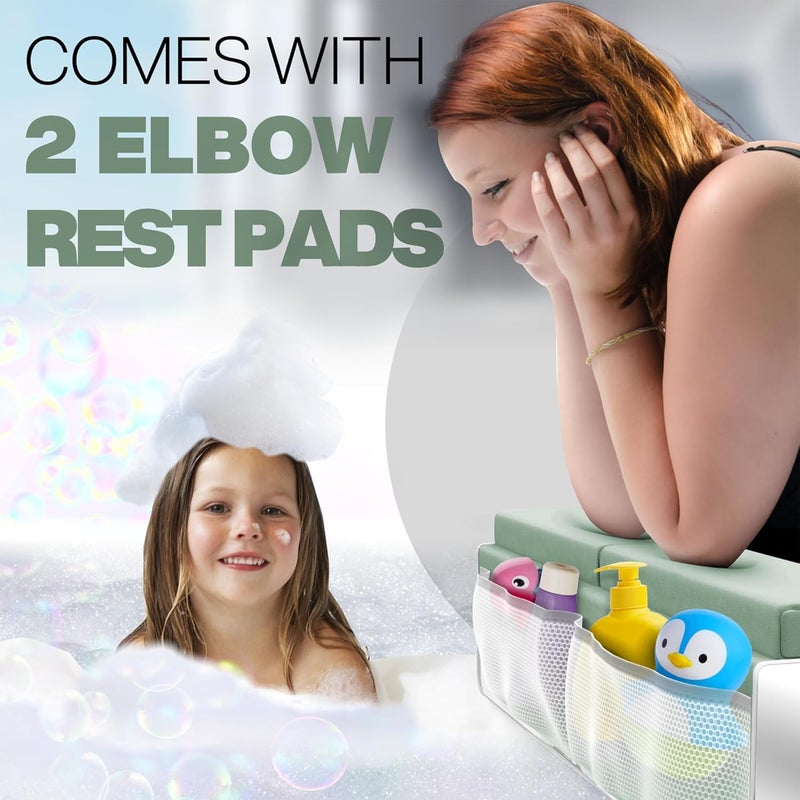 Benicci Comfortable Bath Kneeler and Elbow Kneeling Rest Pad for Baby Bathing Parents - Painless Foam Mat with Toy Organizer Pockets - Quick Drying, Foldable, Non-Slip for Baby and Toddler Bathing - Green - Image 3