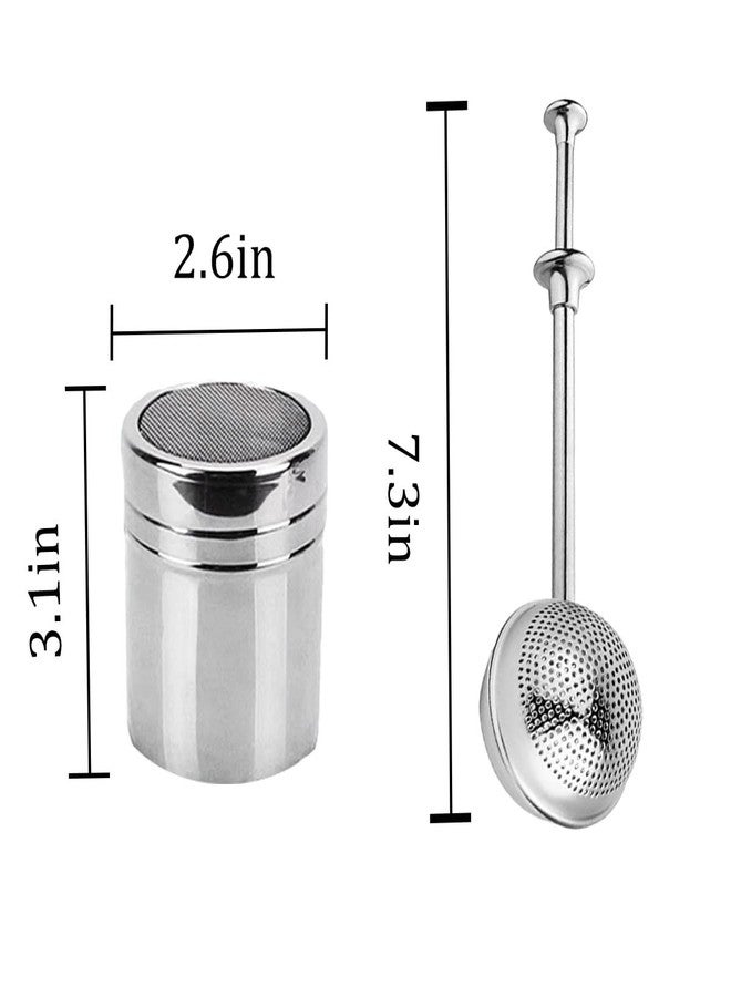 PKEAFC 2 Packs Powdered Sugar Shaker Duster 304 Stainless Steel Powdered Sugar Shaker Duster Set, Powdered Sugar Duster for baking, Coffee, Sugar, Pepper, Flour - Image 2