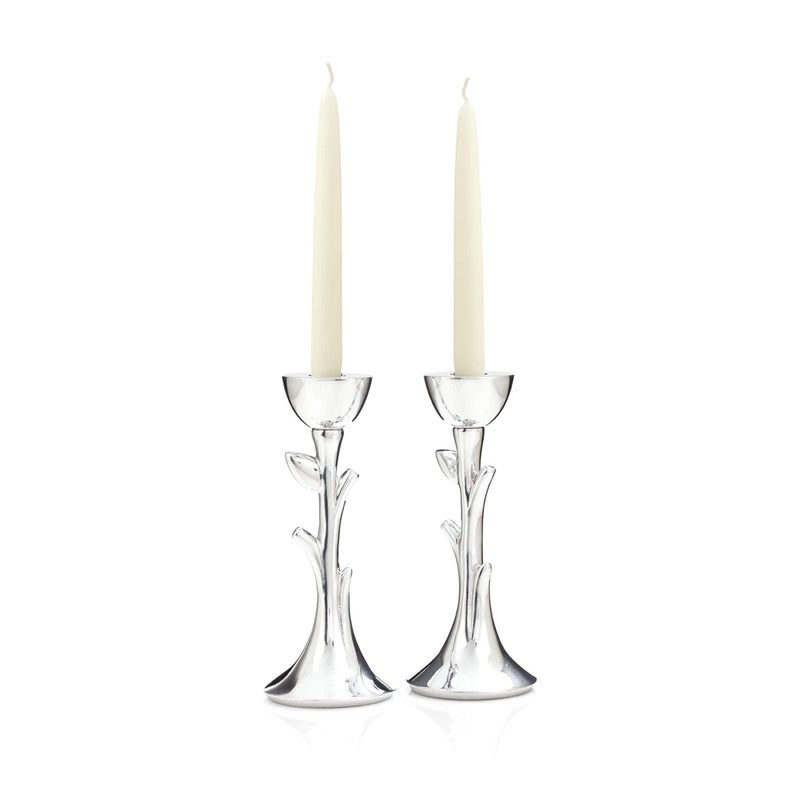 nambe Tree of Life Sabbath Candlesticks  8 Inch Metal Candle Holders  Modern Decorative Candlestick Holders for Shabbat Table or Mantel  Designed by Marilyn Davidson
