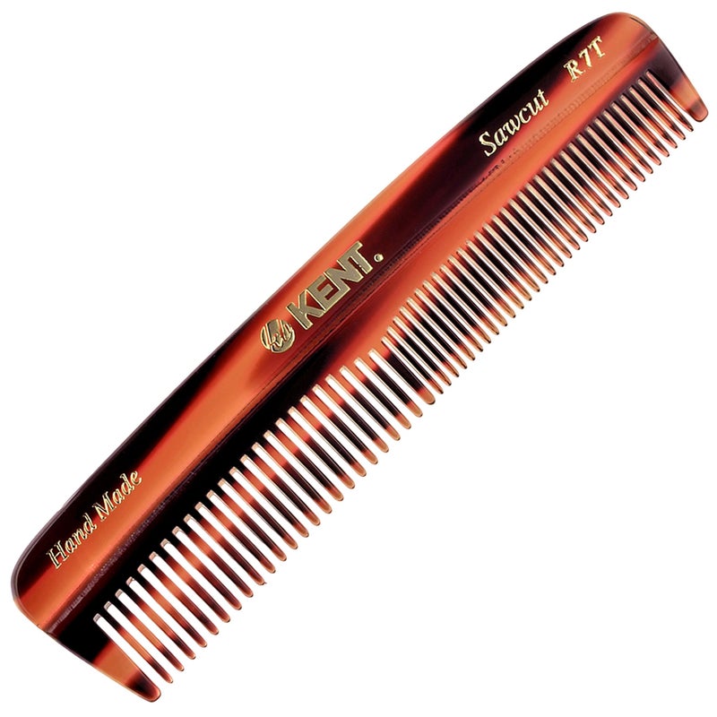 Kent R7T Fine and Wide Tooth Hair Comb Handmade Pocket Comb for Men Beard and Mustache Combs for Everyday Grooming and Styling Sawcut Kent Combs Made in England - Image 2