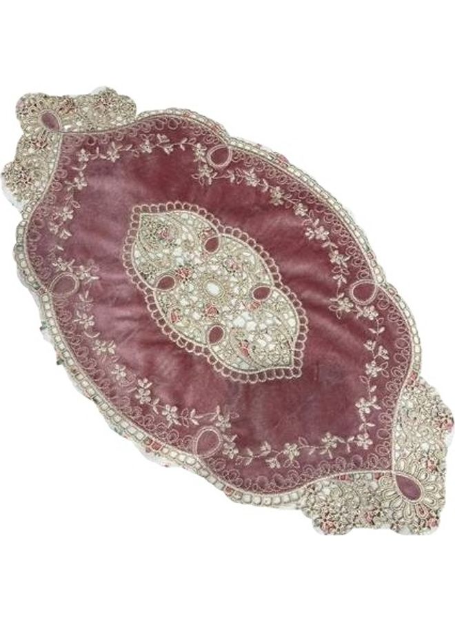 هاندسوم غيفت حامل أكواب بيضاوي من الدانتيل وردي 38x94سم - Image 1