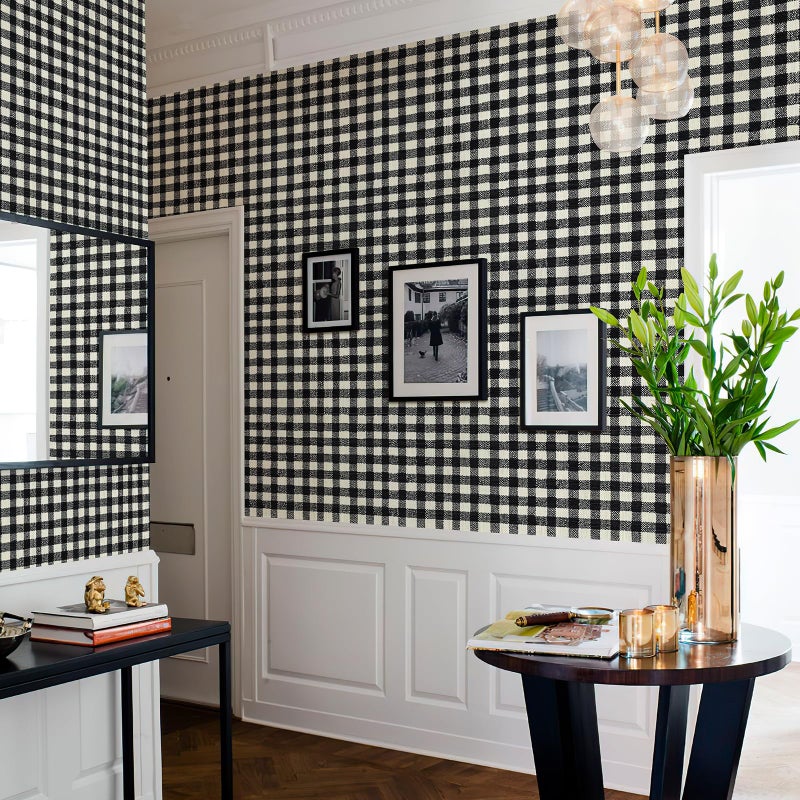 JiffDiff Modern Plaid Wallpaper Peel and Stick Mosaic Checkered Contact Paper Lattice Waterproof Self Adhesive Stick on Wallpaper 14.4 sq. ft (17.3" x 120" Black) - Image 4