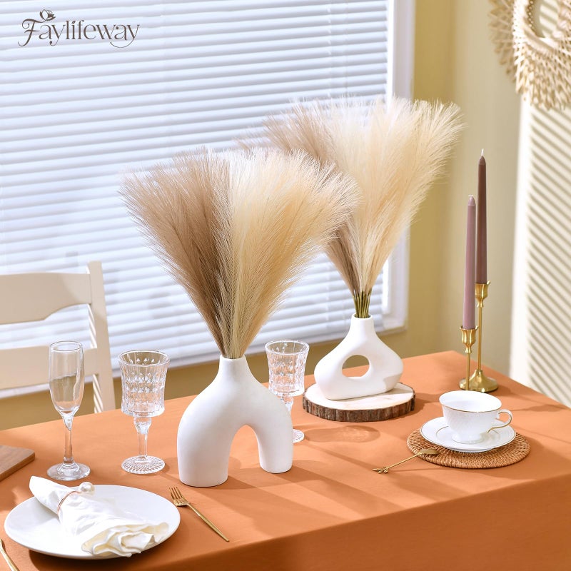 Faylifeway 50pcs Pampas Grass 17in, Faux Pompas Grass Home Decor, Artificial Pampas Fake Flowers Fluffy Vase Filler Home Wedding Party Decoration (Sand Beige Light Brown) - Image 5