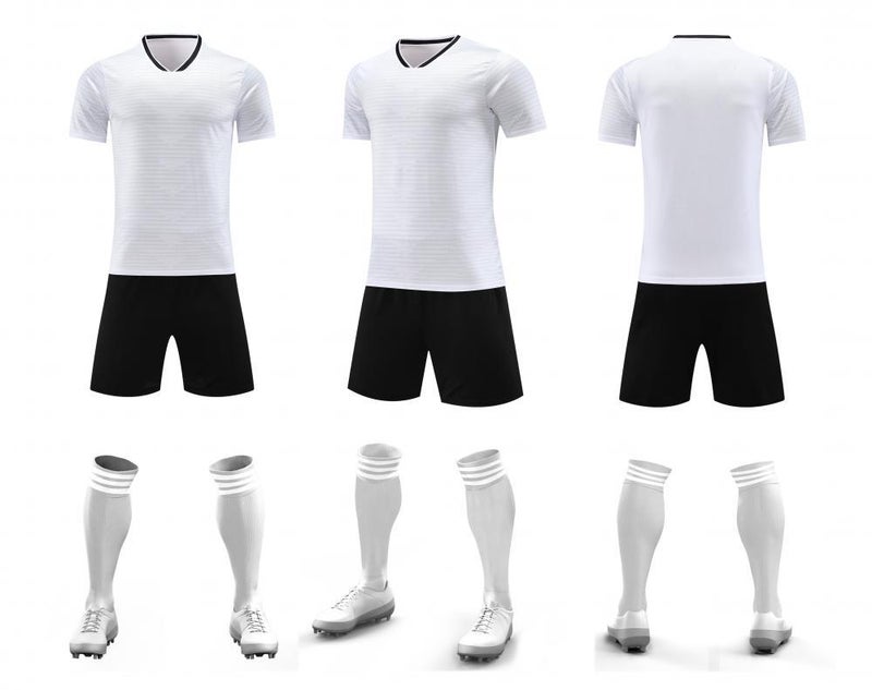 Generic Factory direct approval 2024 new Hengleda horizontal football uniform suit adult children printing football training team uniform White