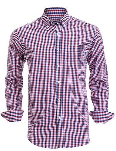 Double Pump Mens Button Down Shirts Cotton Long Sleeve Shirts Regular Fit (SL07A,XXL) - Image 1