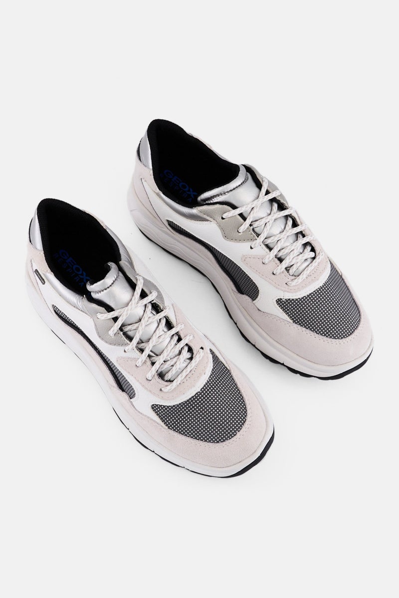 GEOX Women Lace Up Casual Sneaker, OffWhite/Black - Image 4