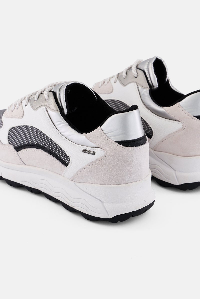 GEOX Women Lace Up Casual Sneaker, OffWhite/Black - Image 2