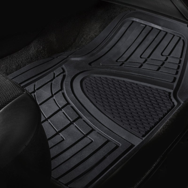 FH Group Premium Liners Tall Channel Trimmable All Weather Rubber Full Set Car Floor Mats (Black) w. Trimmable All-Season Cargo Liner (Black) - Universal Fit for Cars Trucks and SUVs - Image 2