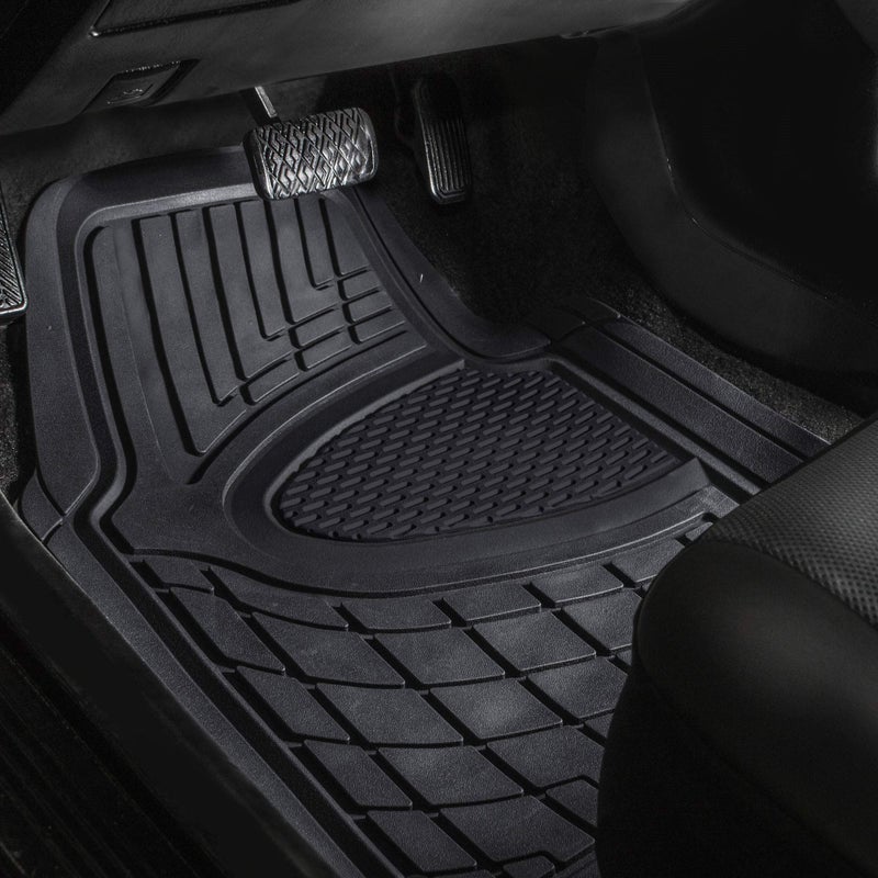 FH Group Premium Liners Tall Channel Trimmable All Weather Rubber Full Set Car Floor Mats (Black) w. Trimmable All-Season Cargo Liner (Black) - Universal Fit for Cars Trucks and SUVs - Image 3