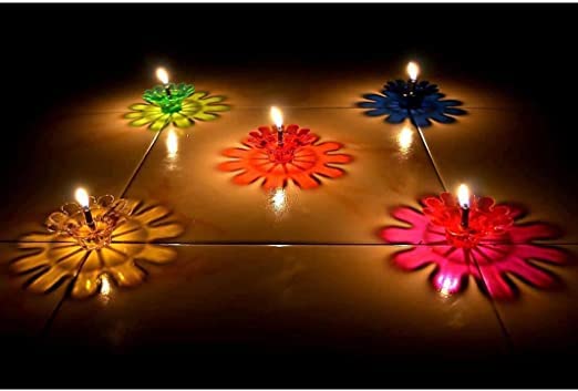 FLUZOV FLUZOV 3D Reflection Shadow Combo Special Reusable Colourful Multi Pattern Diwali Oil Diva Diwali Decoration Lamps for Pooja Home Decoration Indoor Outdoor Multicolor Diya 12 - Image 3