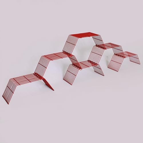 Meshable Grandis Metal Plant, Gamla Stand for Balcony & Living Room with a Elegant Design & Rust Free, Decorative Pot Stand For Indoor & Outdoor for Holding 6 Plant Pots, Small Pack of 6 - Red - Image 2