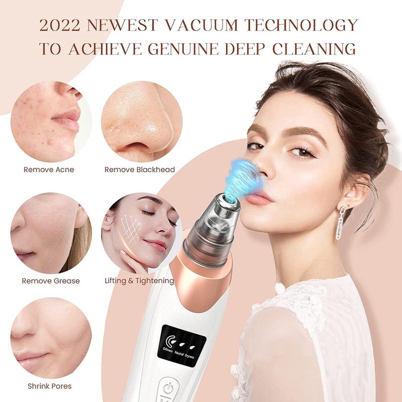 Gackoko 2024 Newest Blackhead Remover Pore Vacuum,Facial Pore Cleaner-5 Suction Power,5 Probes,USB Rechargeable Blackhead Vacuum Kit Electric Acne Extractor Tool for Adult - Image 2