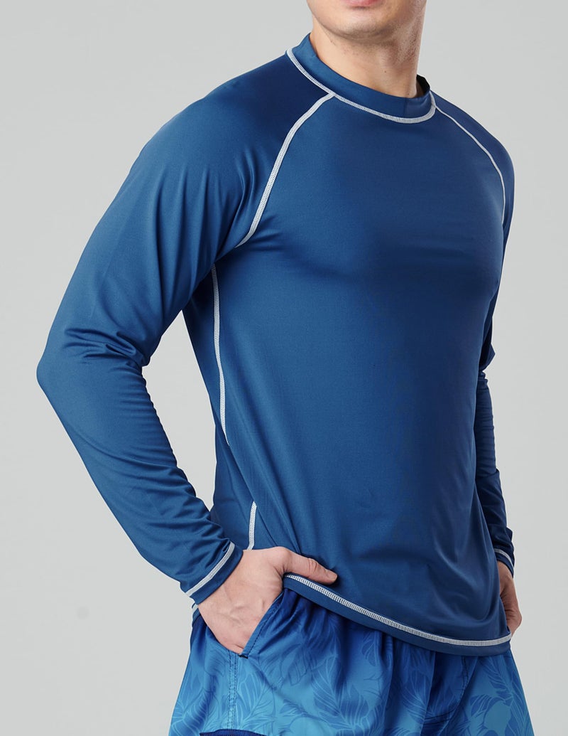 Liberty Pro 2 Pack Men’s Rash Guard Long Sleeve Swim Shirts UPF 50+ Sun Protection – Quick Dry Lightweight UV Fishing Surf Shirt (Set 3, Large) Black/Navy - Image 2