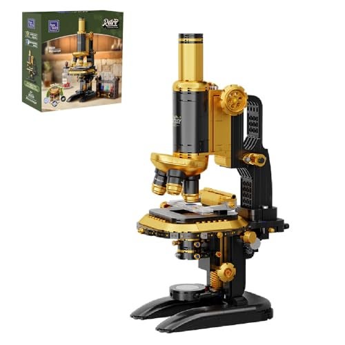 PANTASY Retro Microscope Building Kit for Adults Antique Science Instrument Model with Mechanical Design Brass Finish Lab Accessories Collectible Display Brick Set - Image 1