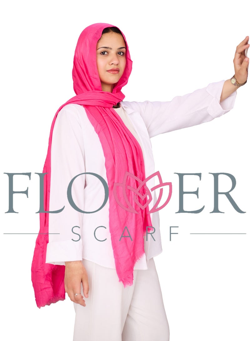 FLOWER Plain Cotton Modal Veil - Fuchsia - Image 4