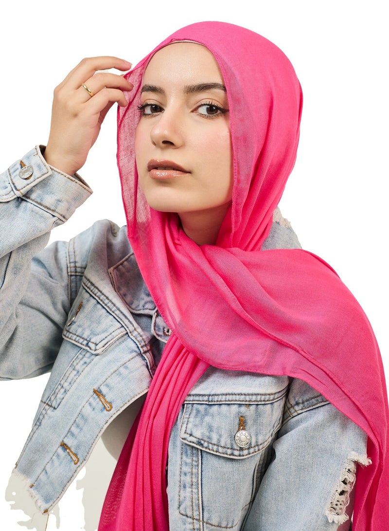 FLOWER Plain Cotton Modal Veil - Fuchsia - Image 1