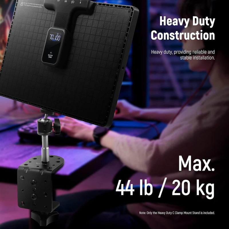 Neewer Heavy Duty C Clamp with Mounting Column for Light Bracket, Adjustable Metal Desk Clamp with 1/4 3/8 Screw for Ring Lighting, Max Load 44 lb/20kg, St-CCD1 - Image 5