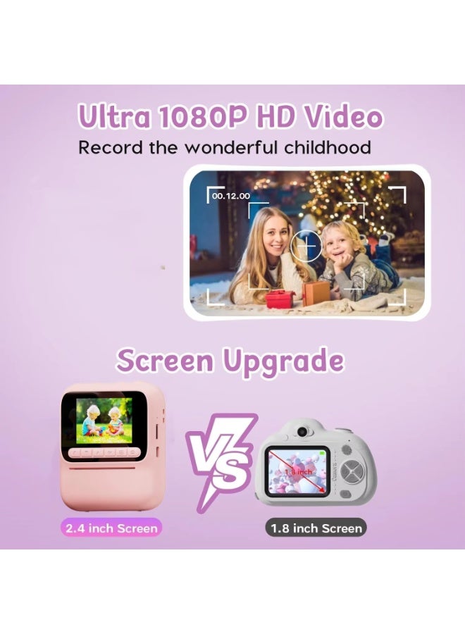 ريبنيو كاميرا طباعة فورية جديدة بخمسة ألوان، ودقة 1080 بكسل، وشاشة 2.4 بوصة، وألعاب، وكاميرا، وطباعة صور، وألعاب فيديو، وموسيقى، هدية للأطفال - Image 3