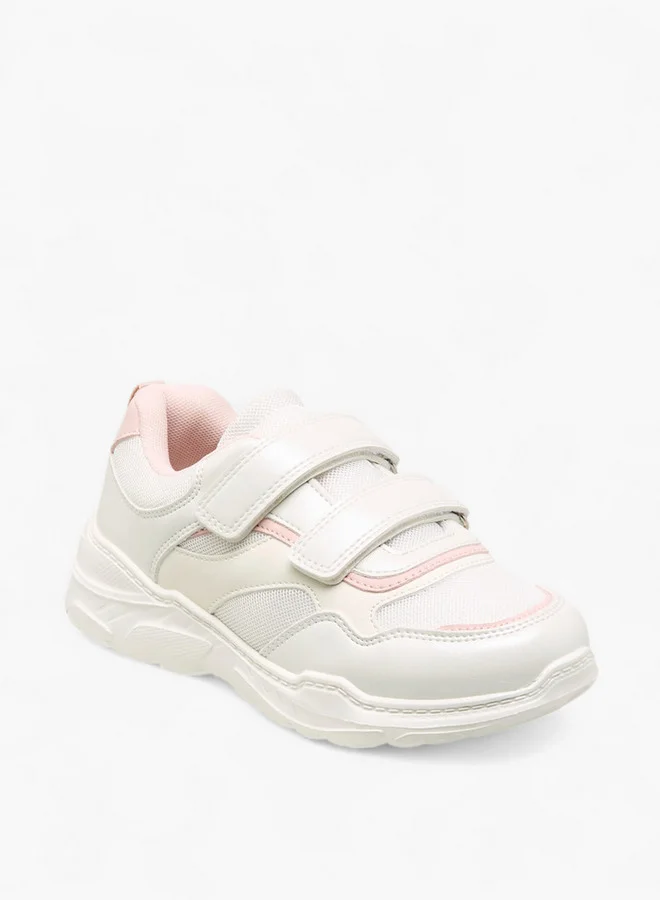 Little Missy WHITE Colourblock Sneakers with Hook and Loop Closure  | Best Price UAE