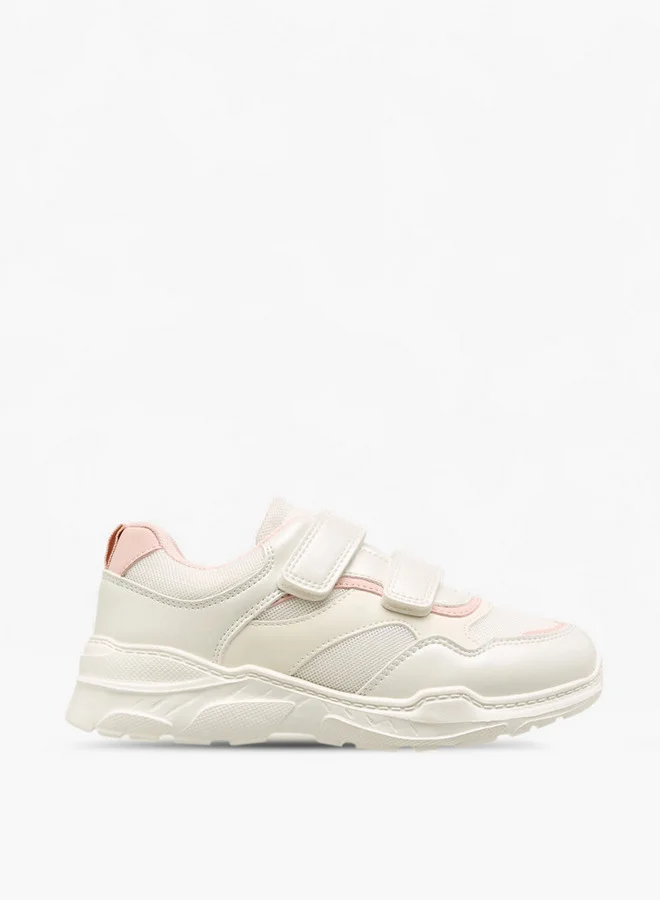 Little Missy WHITE Colourblock Sneakers with Hook and Loop Closure  | Best Price UAE