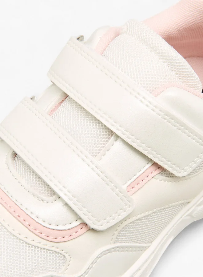 Little Missy WHITE Colourblock Sneakers with Hook and Loop Closure  | Best Price UAE