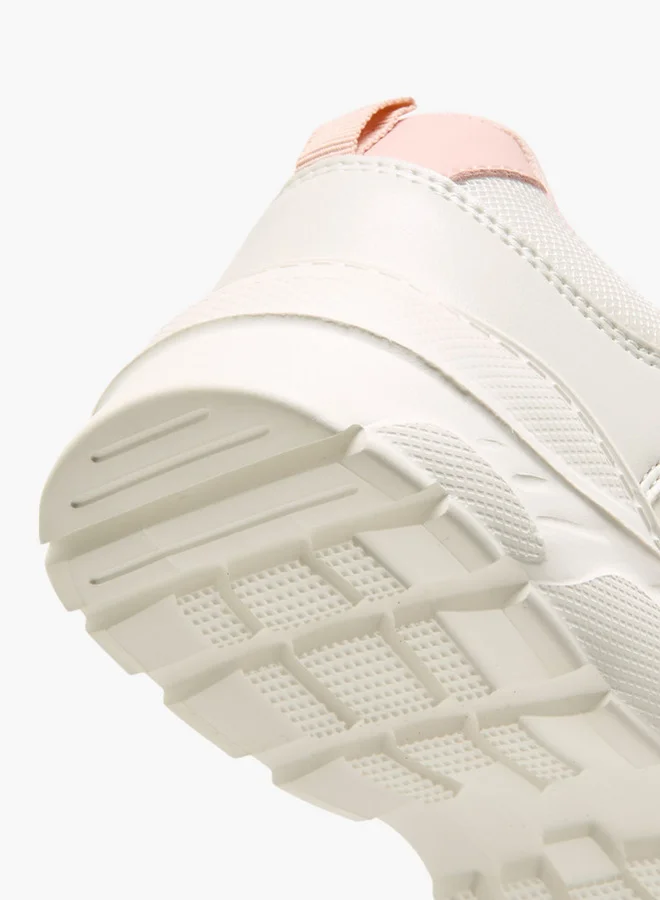 Little Missy WHITE Colourblock Sneakers with Hook and Loop Closure  | Best Price UAE