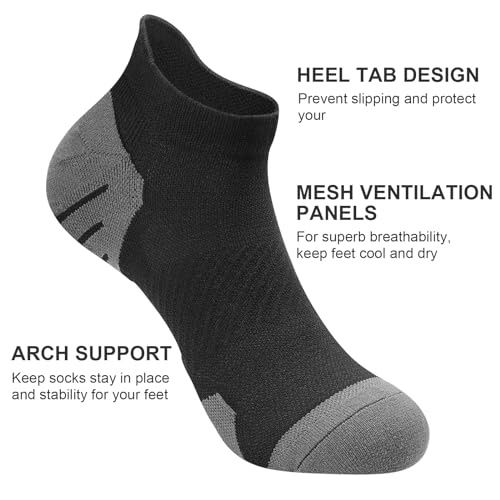 PAPLUS 6 Pairs Ankle Compression Socks for Women, Cushioned Running Socks with Arch Support, Low Cut, Targeted Compression - Image 4