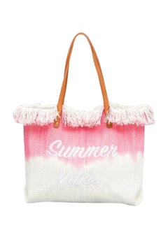 SamoDani Summer Vibes Cotton Tote Bag Shoulder bag for Women, Travel Beach Tassel Gift, Large Capacity  - Image 1