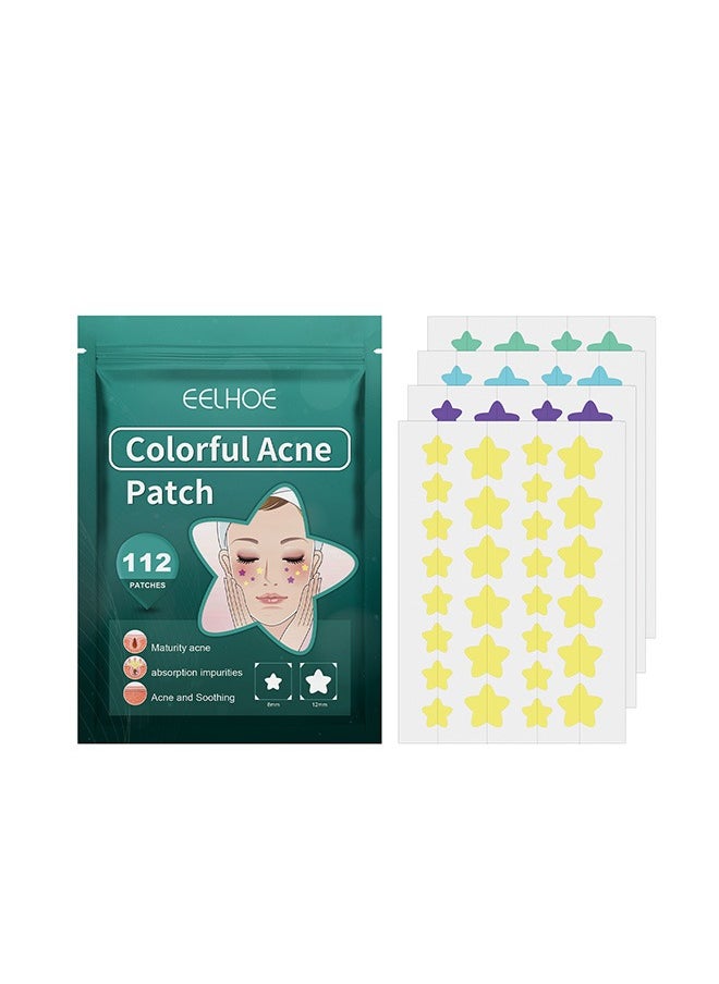 EELHOE - 112 Pcs Star Pimple Patches for Face, Hydrocolloid Acne Patches, Fresh Herb Orign Clear Spot Patch (Colorful) - Image 1