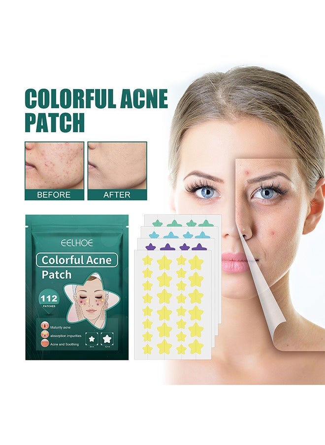 EELHOE - 112 Pcs Star Pimple Patches for Face, Hydrocolloid Acne Patches, Fresh Herb Orign Clear Spot Patch (Colorful) - Image 1