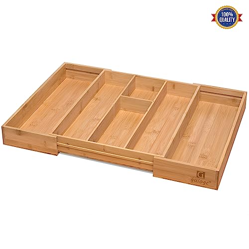 guiogc Bamboo Silverware Organizer, Expandable Kitchen Drawer Organizer and Utensil Organizer, Cutlery Tray with Drawer Dividers for Kitchen Utensils and Flatware, Bedroom, Living Room (Natural) - Image 5