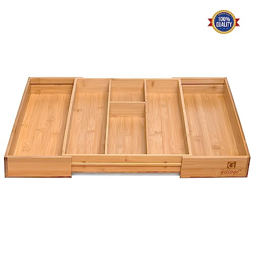 guiogc Bamboo Silverware Organizer, Expandable Kitchen Drawer Organizer and Utensil Organizer, Cutlery Tray with Drawer Dividers for Kitchen Utensils and Flatware, Bedroom, Living Room (Natural) - Image 4