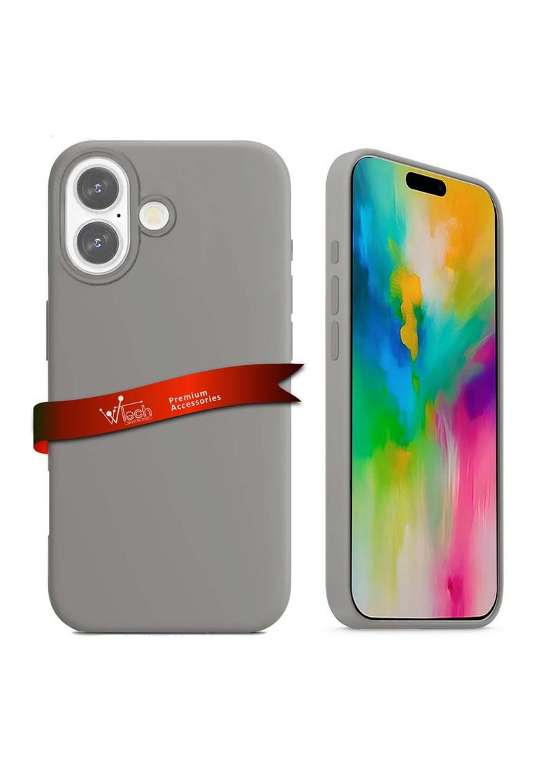 Wtech - Apple iPhone 16 2024 Premium Liquid Silicone Case Cover - Grey - Image 1