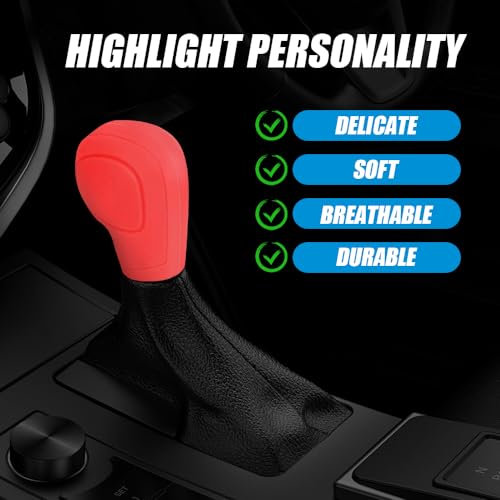 Zufoty Car Gear Shift Knob Cover, Gear Shift Knob Cover Car Protect Accessories, Car Shift Protector Cover Protector, Silicone Automatic Gear Shift Knob Cover Universal for Most Cars - Image 4