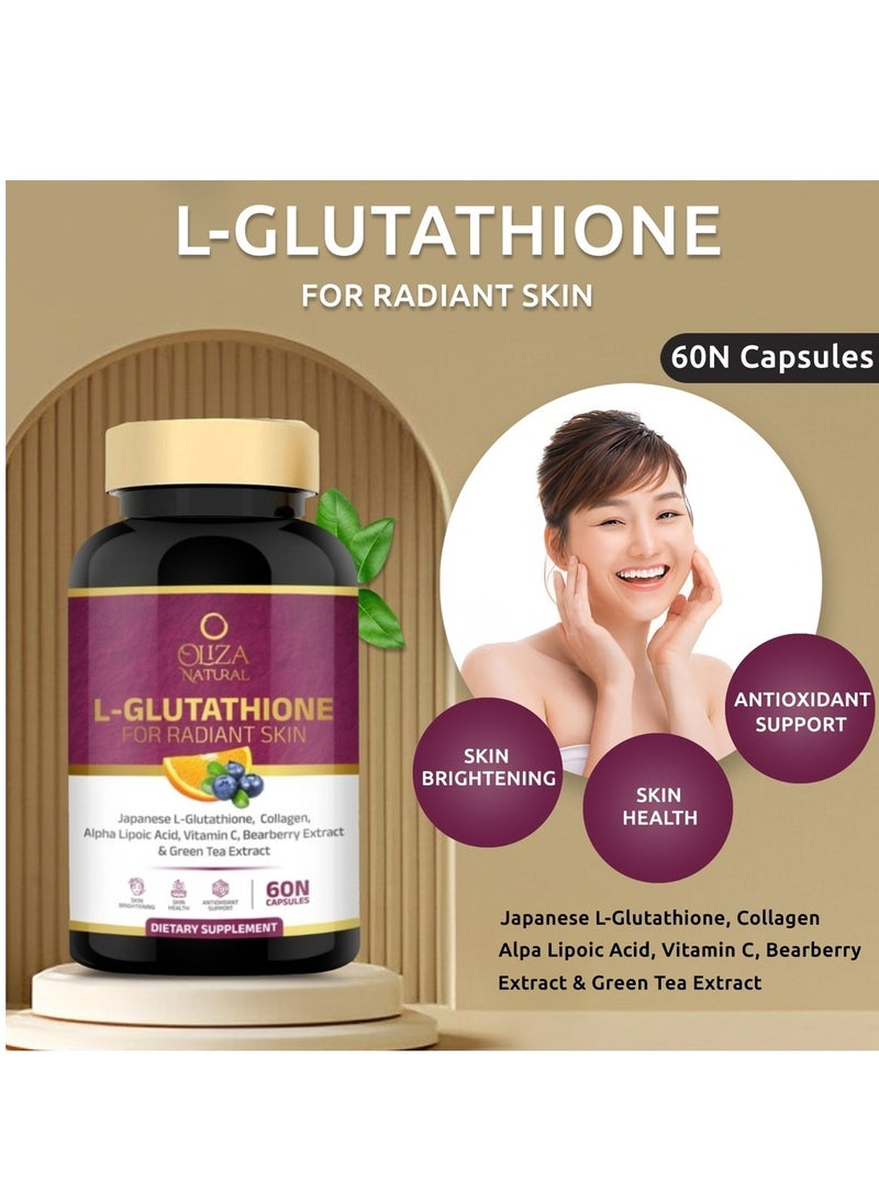Oliza Natural Glutathione 500 Mg With Collagen | Skin Enhancement Formula | Formulated With Vitamin C Alpha Lipoic Acid & Green Tea Extract 60 Capsules For Radiant Skin| Skin Whitening Capsules  - Image 3