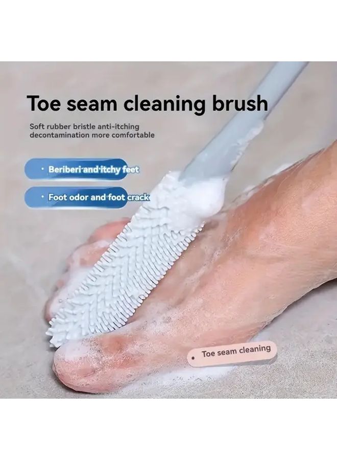 2 Pack Gray Toe Brush Long Handle Foot Washer Cleaner Easy Use Portable Elderly - Image 1