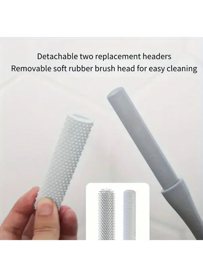 2 Pack Gray Toe Brush Long Handle Foot Washer Cleaner Easy Use Portable Elderly - Image 5