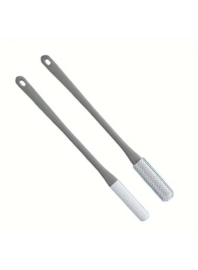 2 Pack Gray Toe Brush Long Handle Foot Washer Cleaner Easy Use Portable Elderly - Image 2