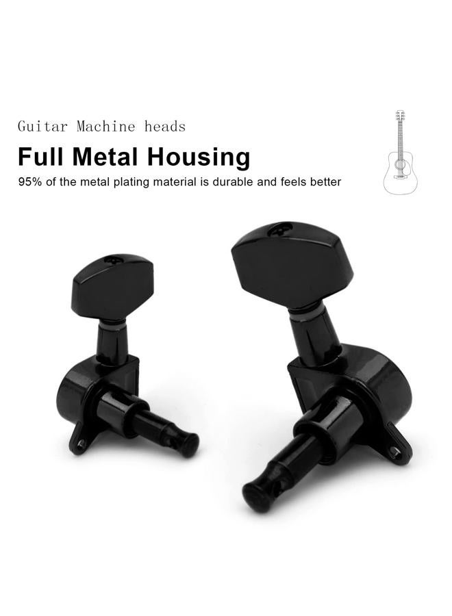 SAPHUE 6 Pieces 3L3R Guitar tuner pegs,Big Square Sealed guitar tuning pegs tuners machine heads,for Acoustic or Electric Guitar (Black) - Image 3