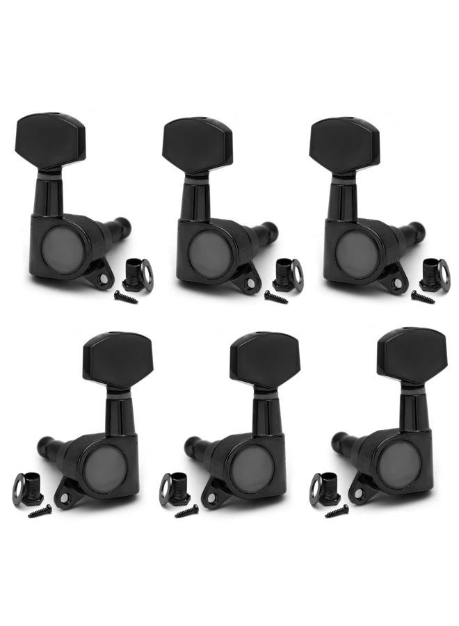 SAPHUE 6 Pieces 3L3R Guitar tuner pegs,Big Square Sealed guitar tuning pegs tuners machine heads,for Acoustic or Electric Guitar (Black) - Image 1